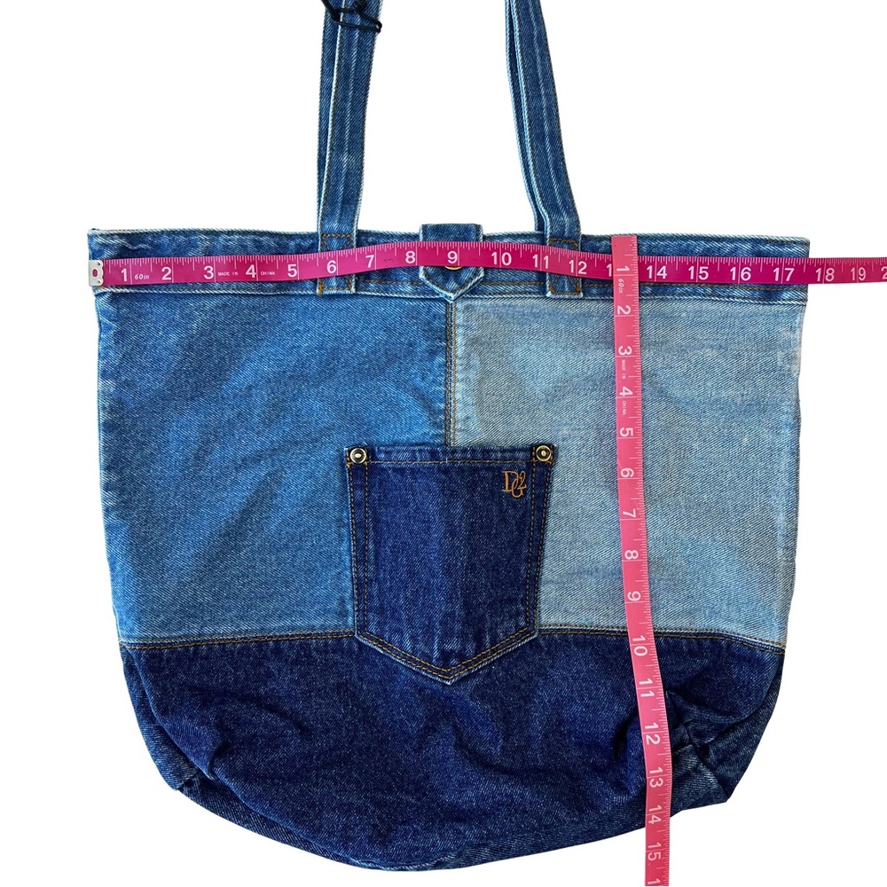 NWT DG2 Diane Gilman Blue Denim Patchwork Tote - Picture 7 of 11